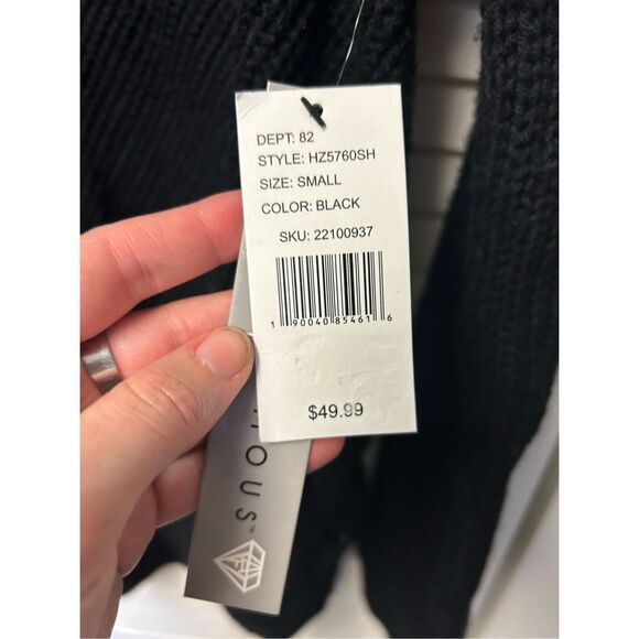 Absolutely Famous Macy's NWT Chunky Knit Tye Black Sweater, Size Small, MP $50 - Picture 4 of 8